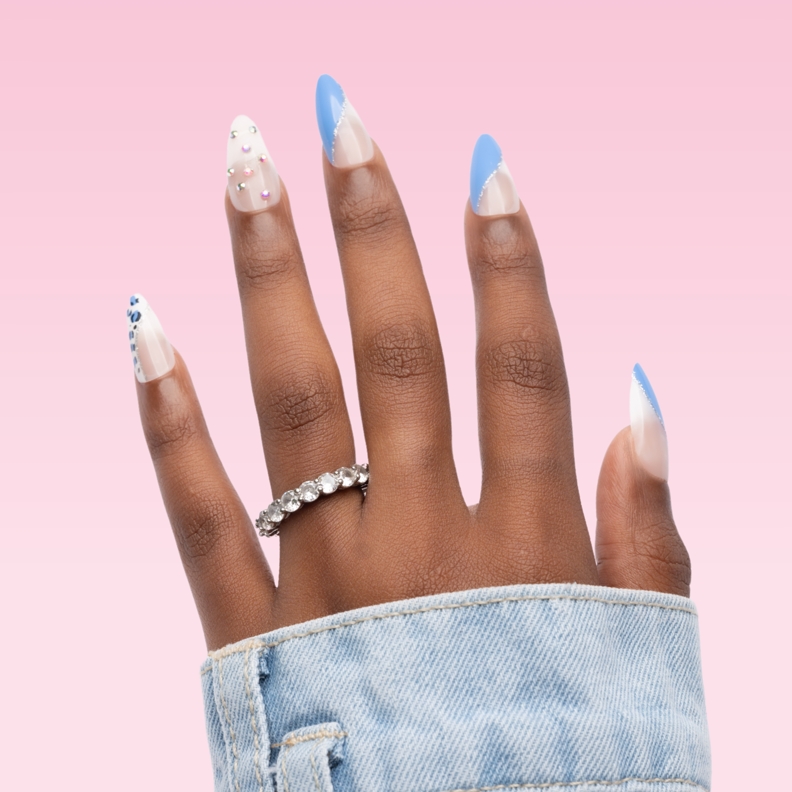 Blue White Sky Mountain Peak Press-On Nails