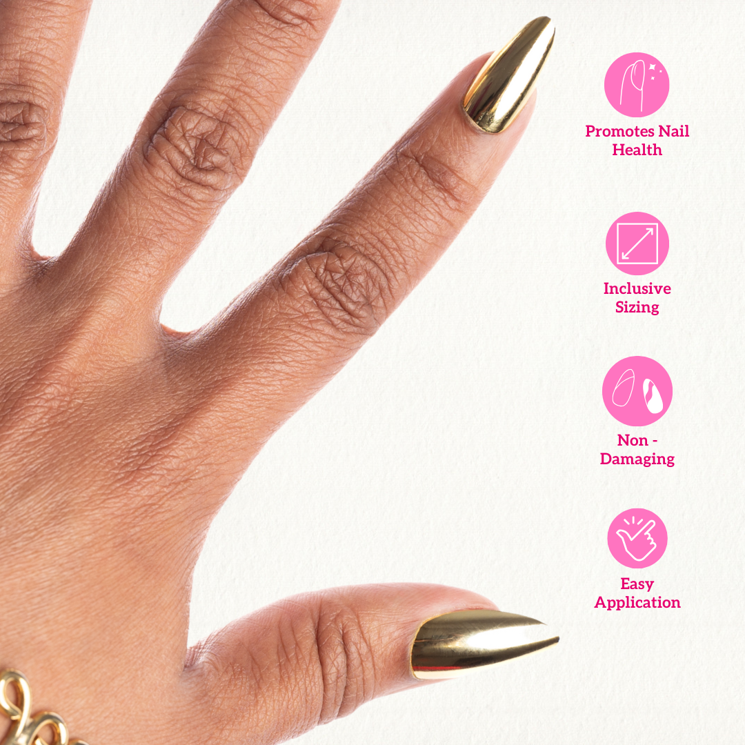 24 Karat Gold Almond Medium Press-On Nails