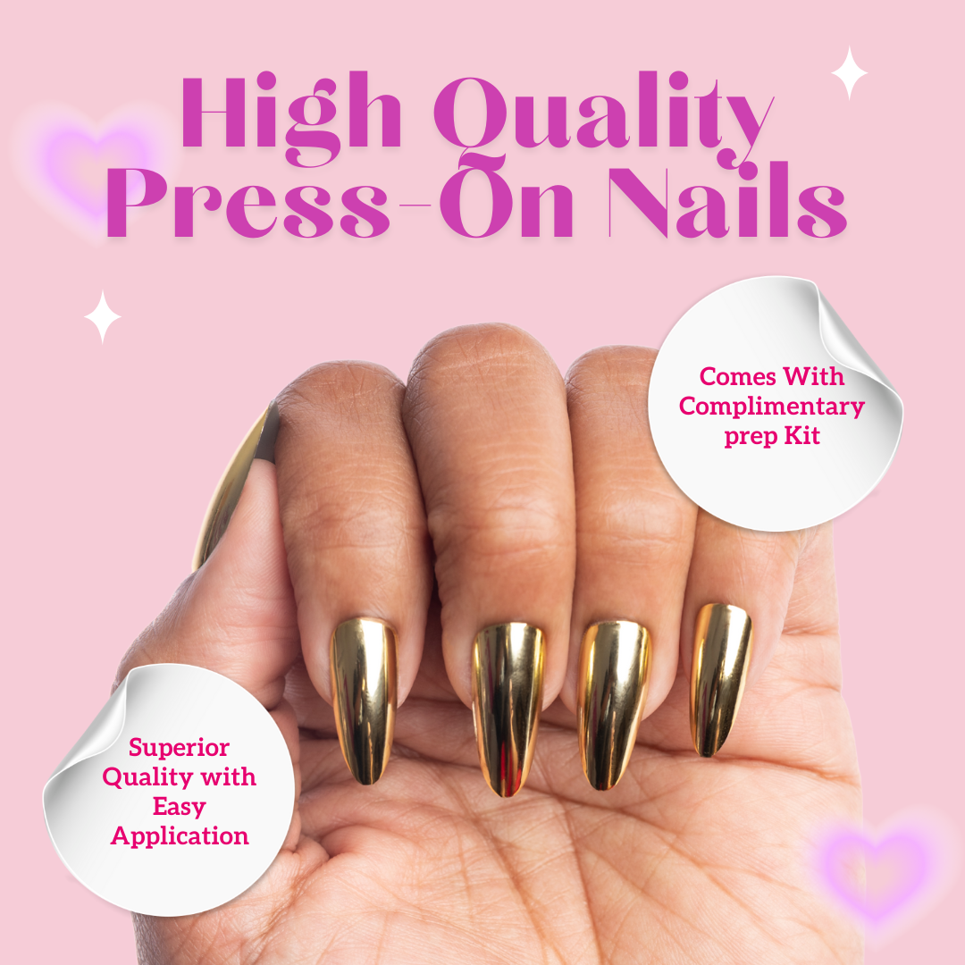 24 Karat Gold Almond Medium Press-On Nails