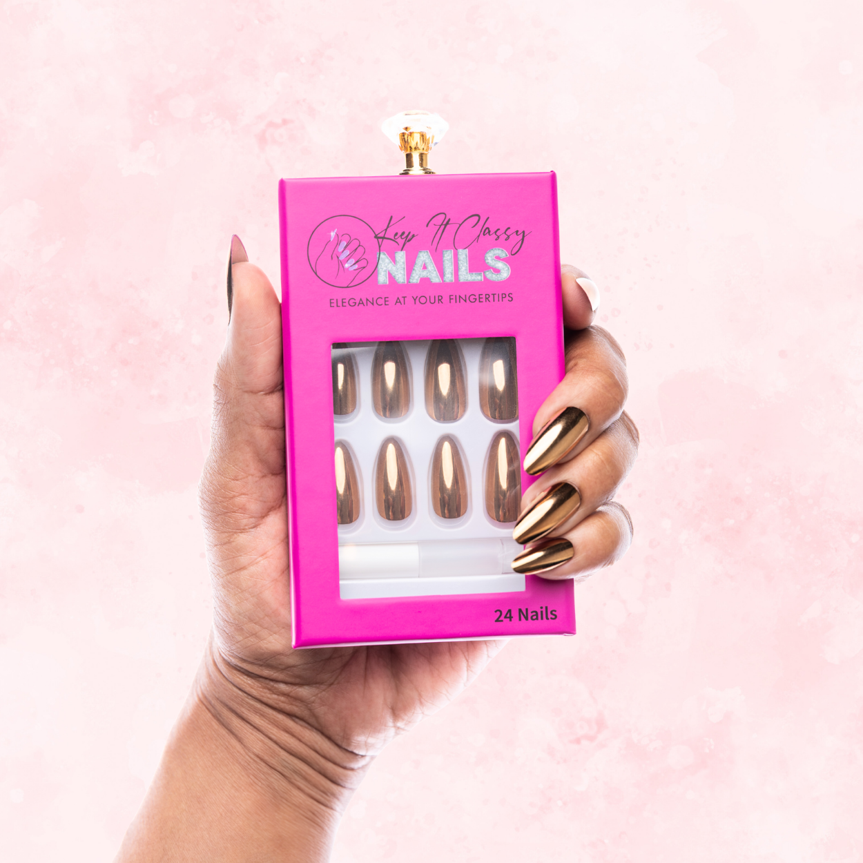 Bronze Chrome Almond Press-On Nails