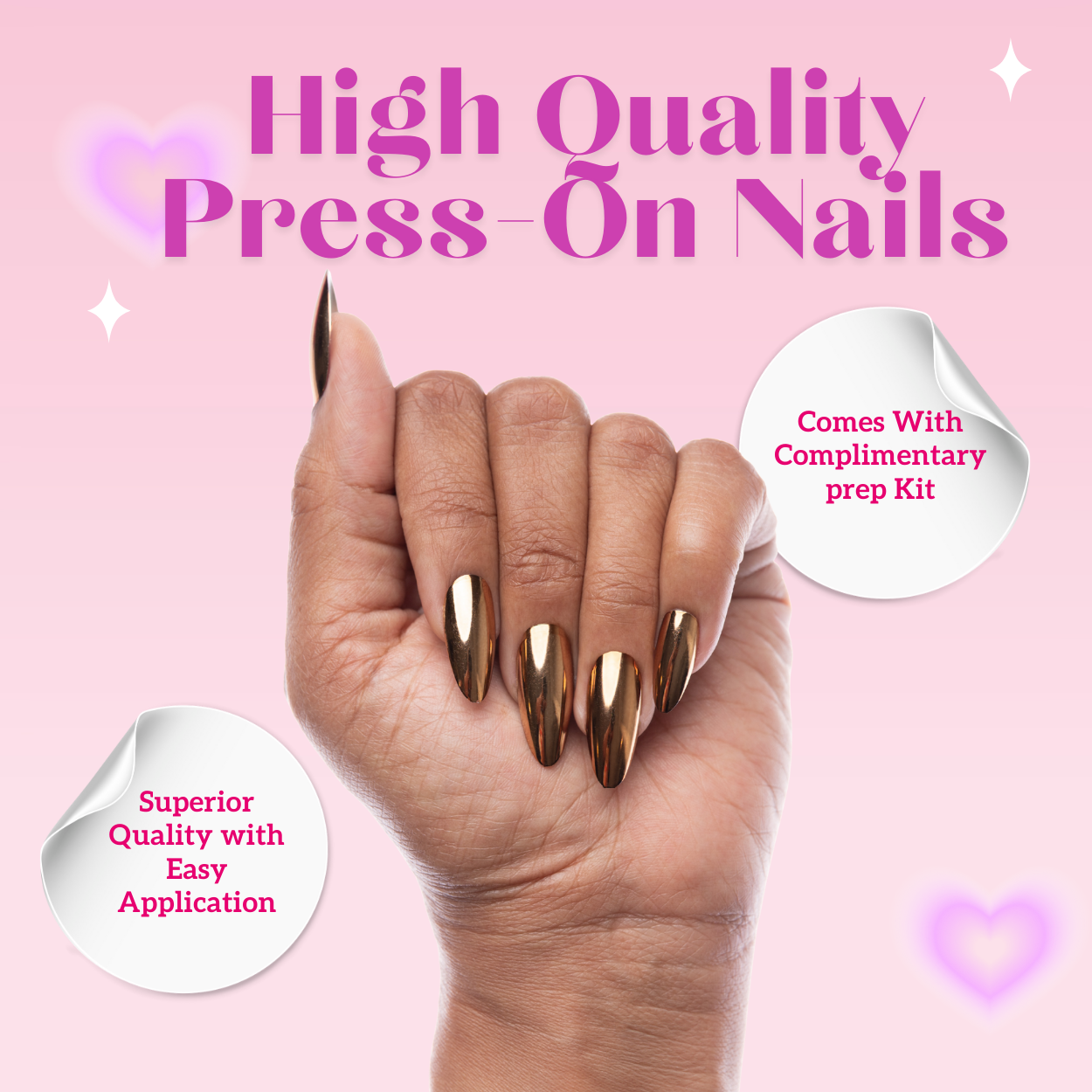 Bronze Chrome Almond Press-On Nails