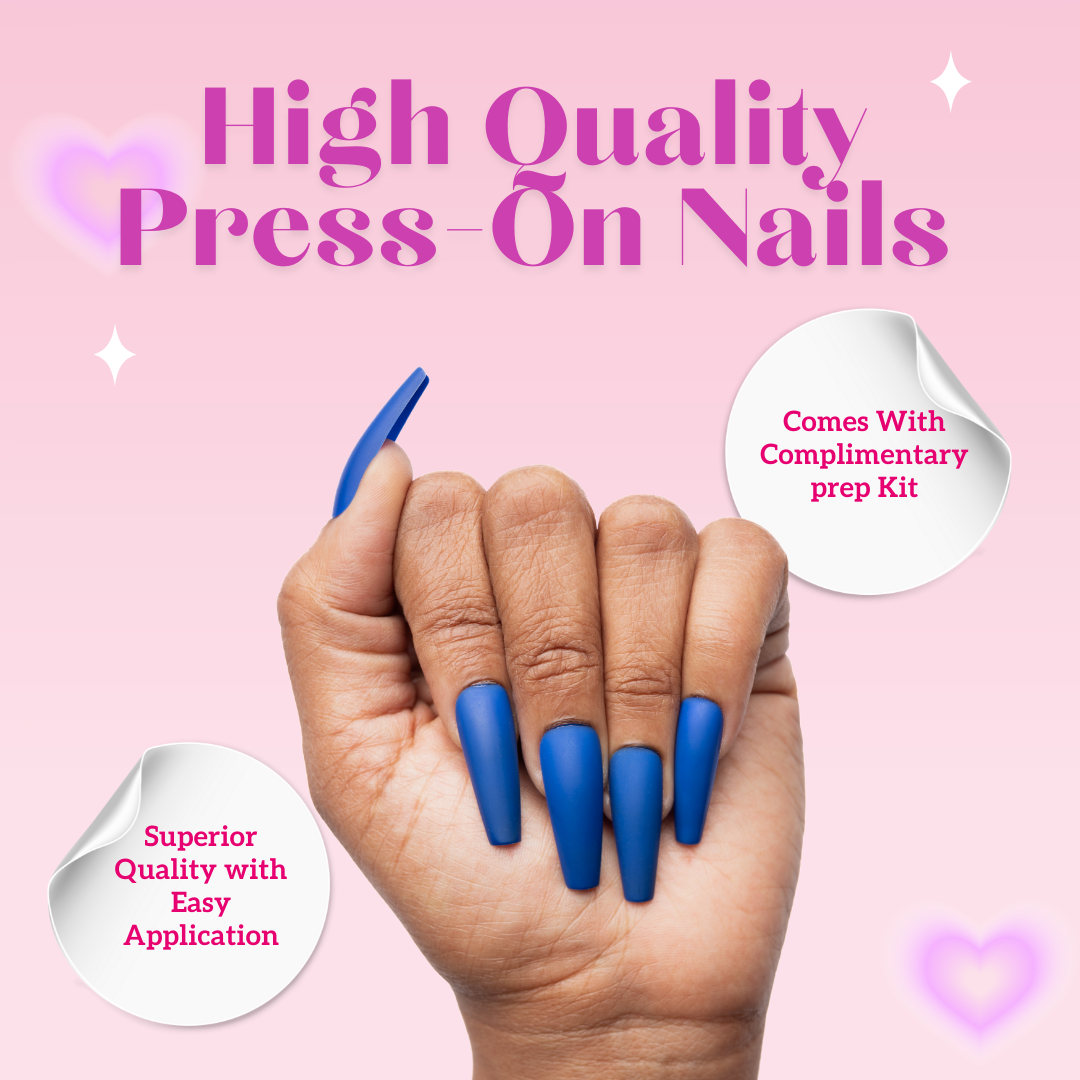 Matte Deep Blue Coffin Press-On Nails
