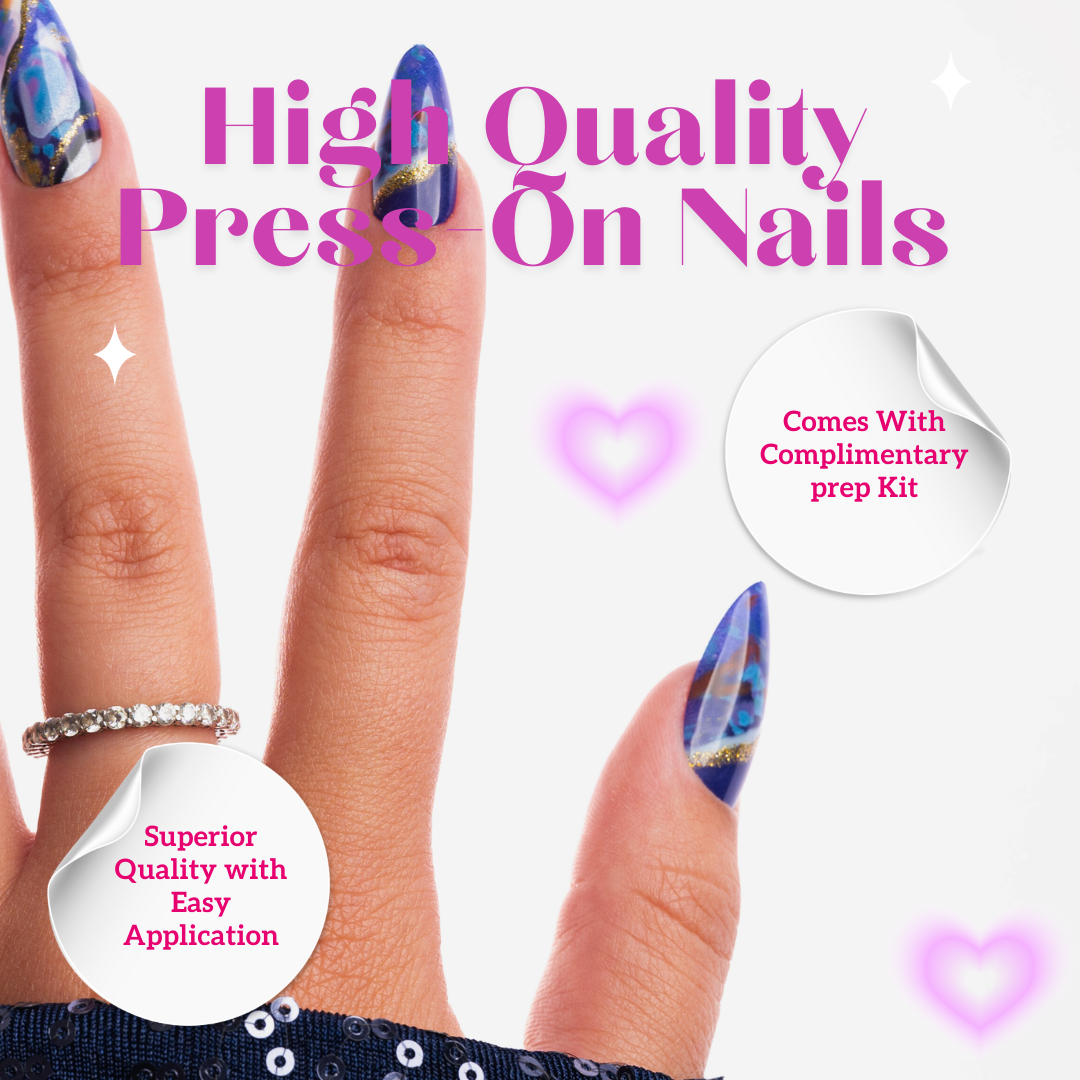 Lapis Lazuli Almond Medium Press-On Nails