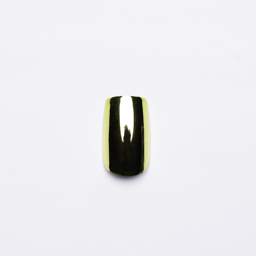 Sour Apple Chrome Square Press-On Nails