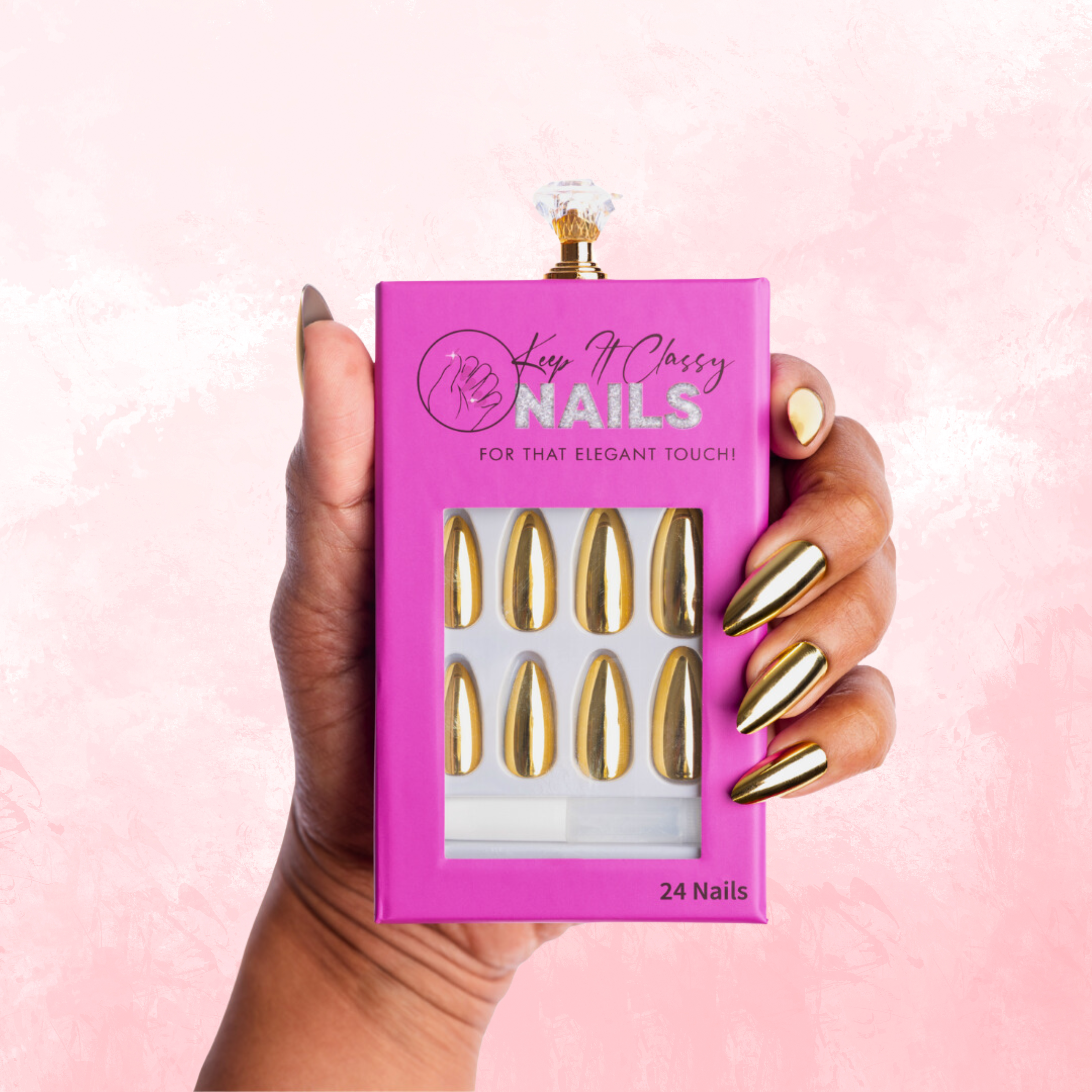 24 Karat Gold Almond Medium Press-On Nails