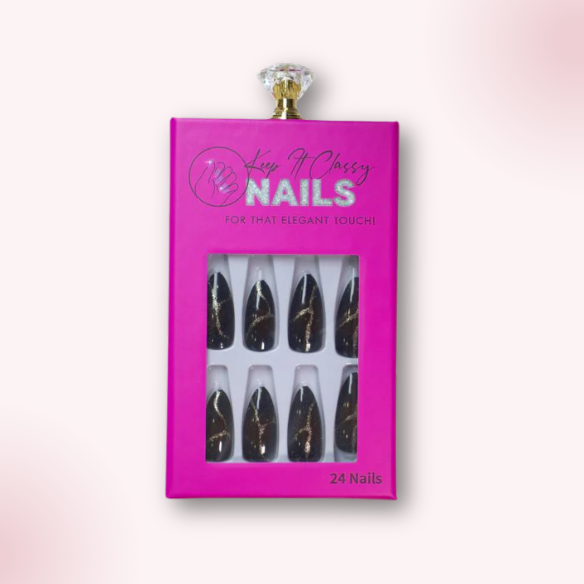 Black Streak Almond Medium Press-On Nails