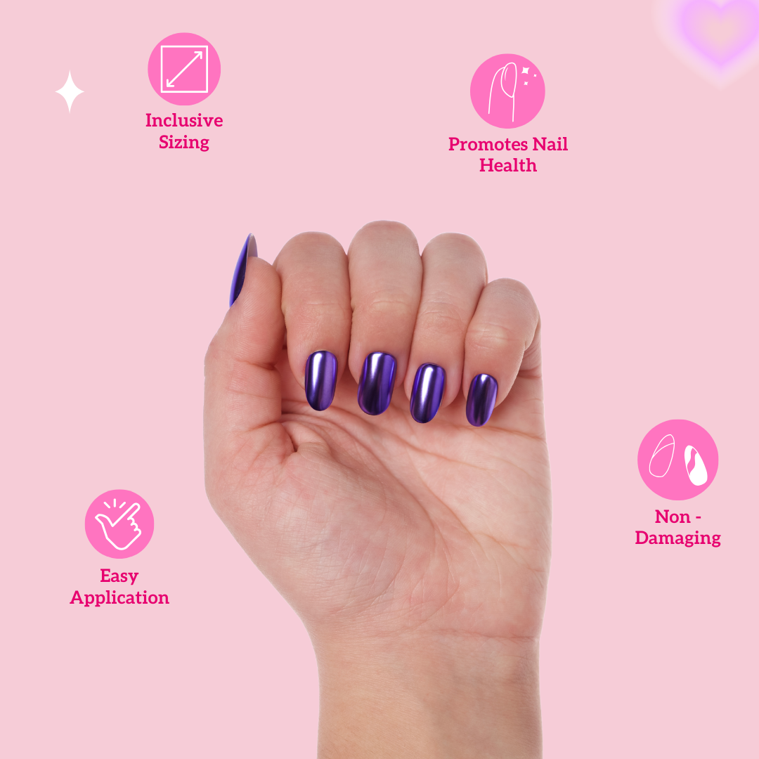 Purple Rain Chrome Almond Press-On Nails