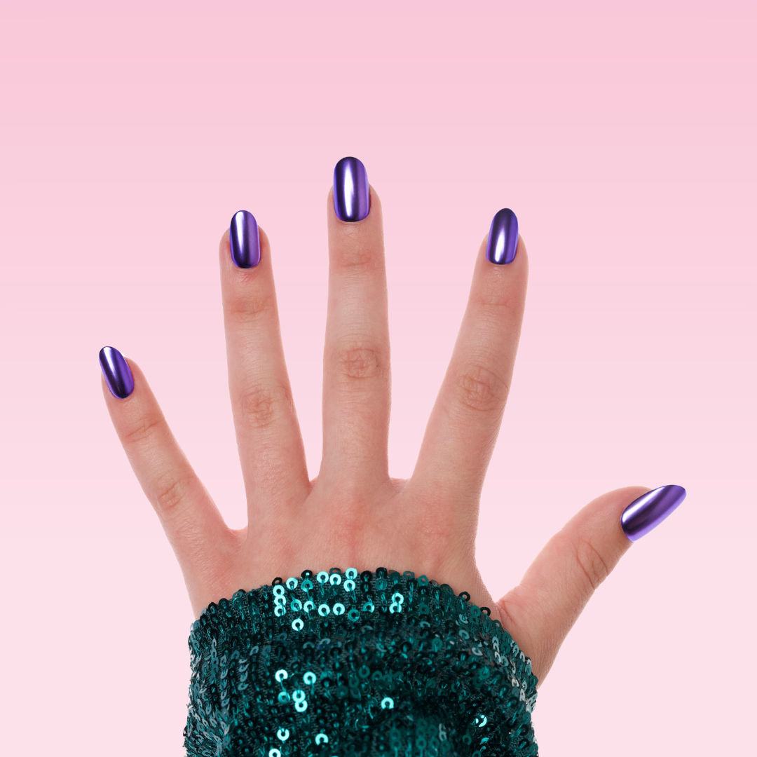 Purple Rain Chrome Almond Press-On Nails