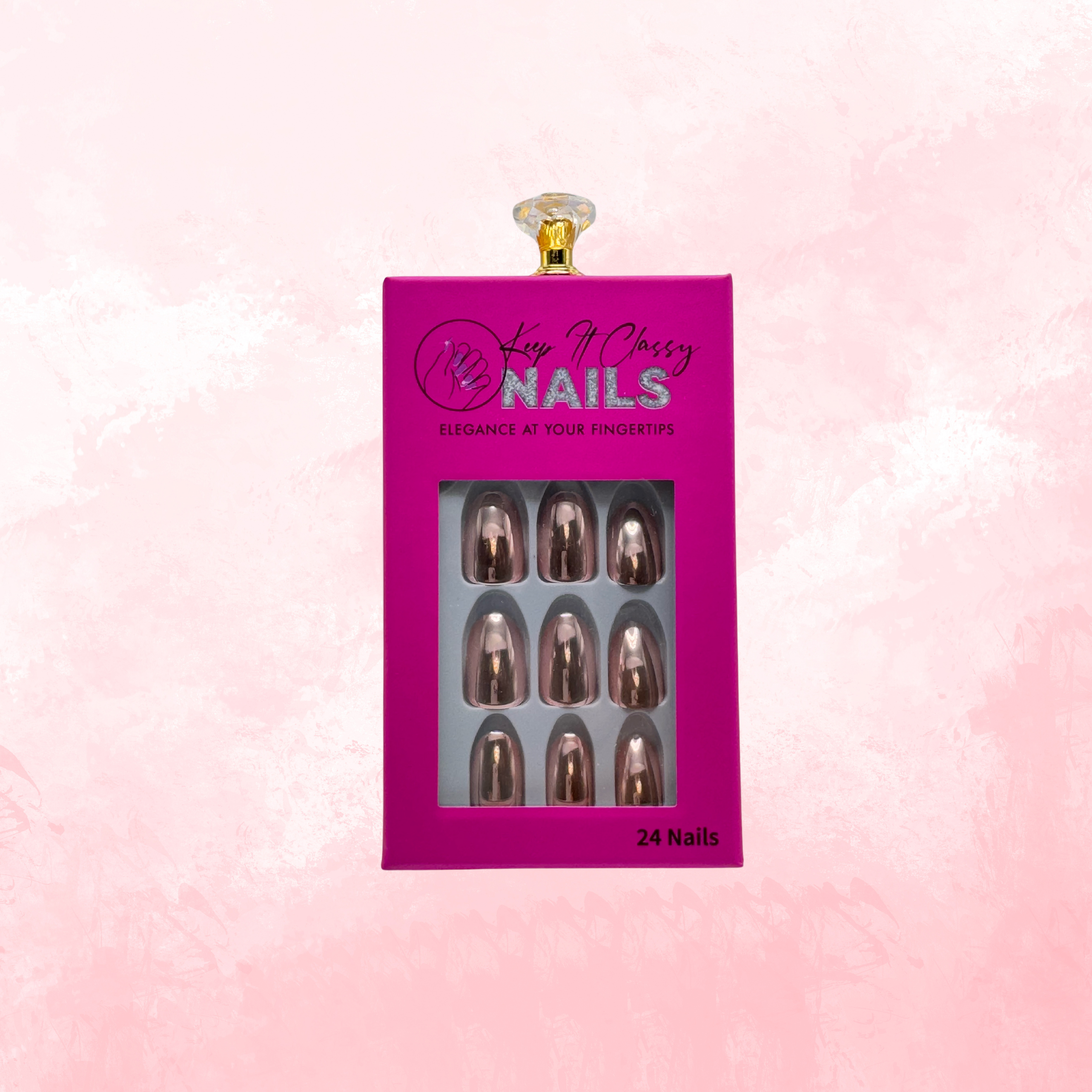 Rose Gold Chrome Oval Press-On Nails