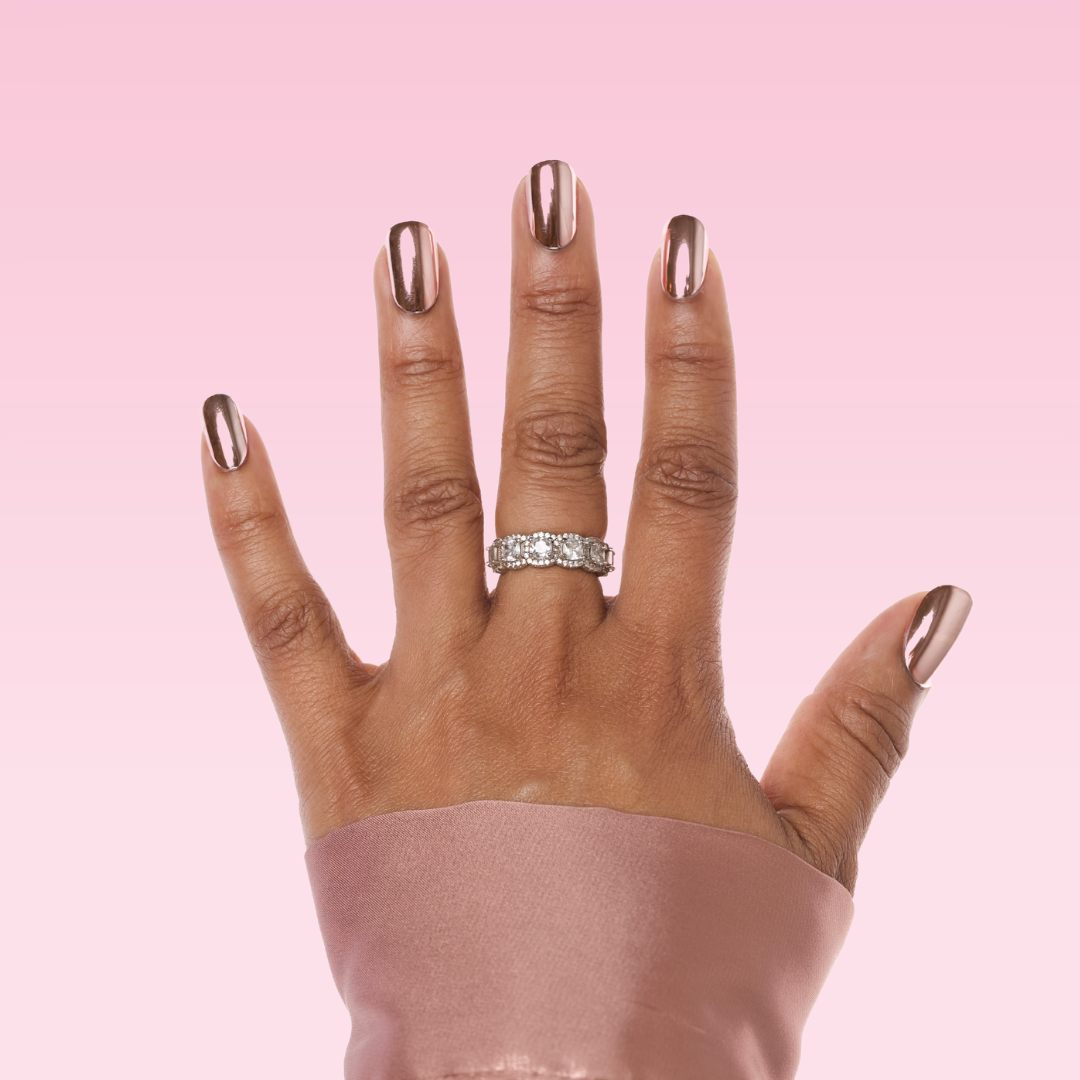 Rose Gold Chrome Oval Press-On Nails