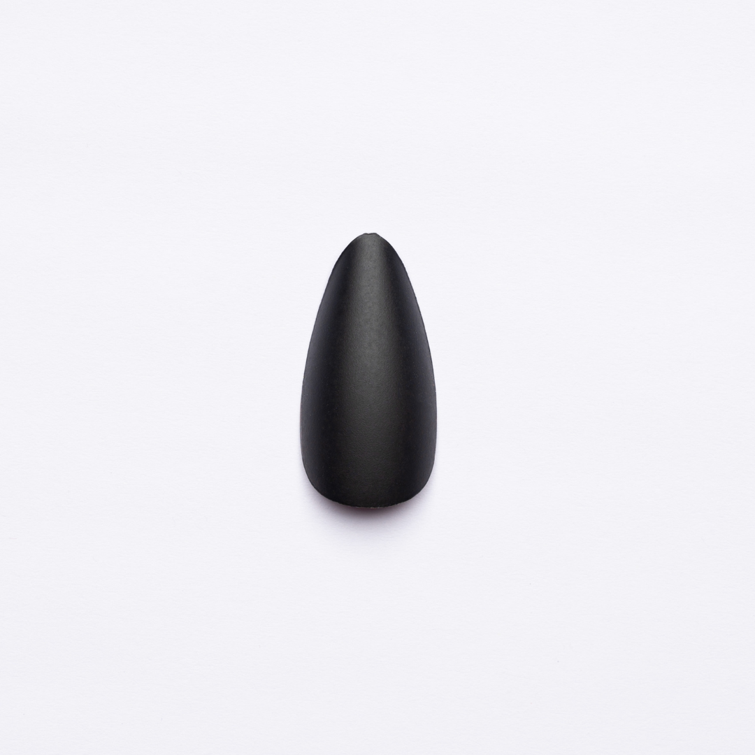 White & Black Heart Almond Press-On Nails