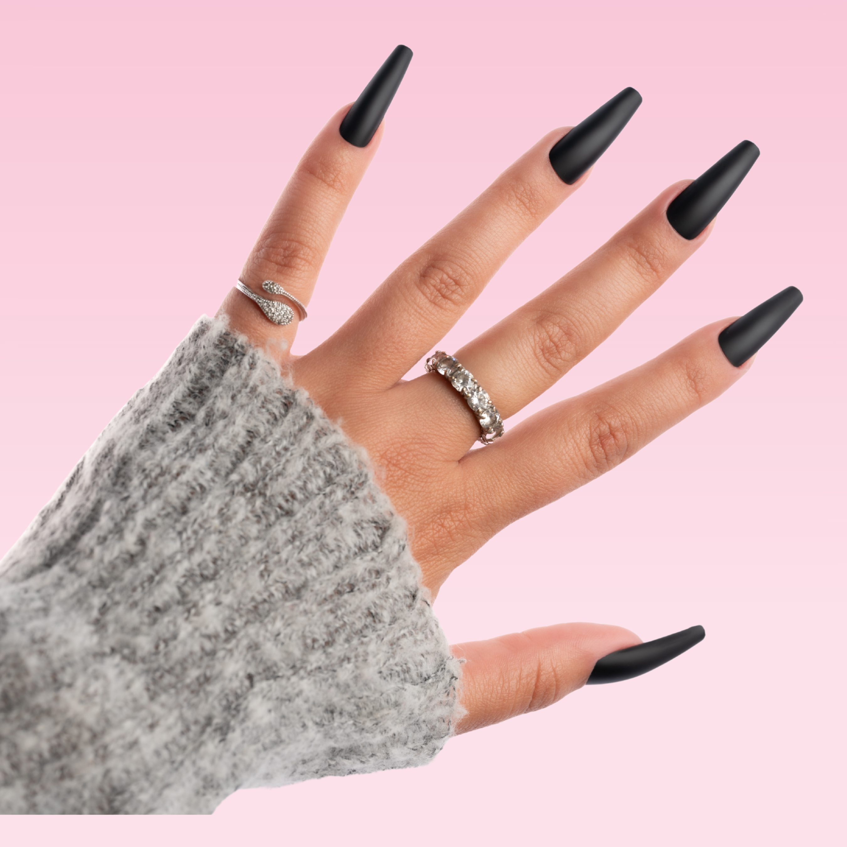 Black Matte Coffin Press-On Nails