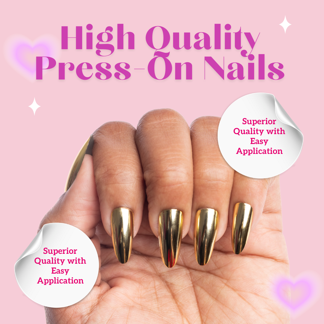 Chrome Gold Almond Medium Press-On Nails