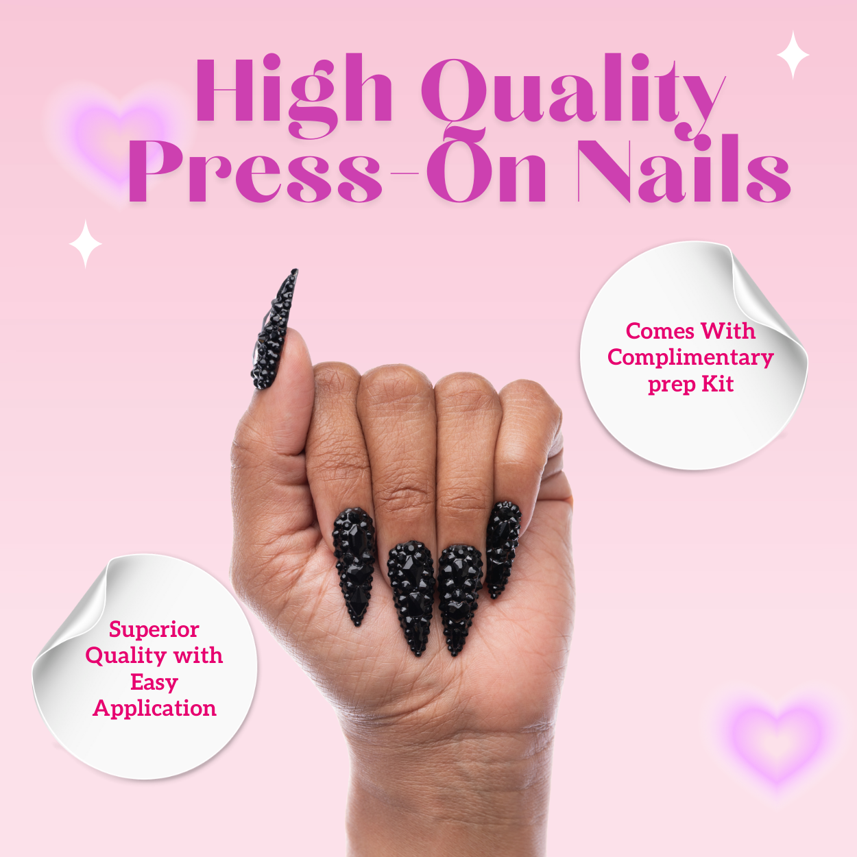 Black Caviar Stiletto Press-On Nails