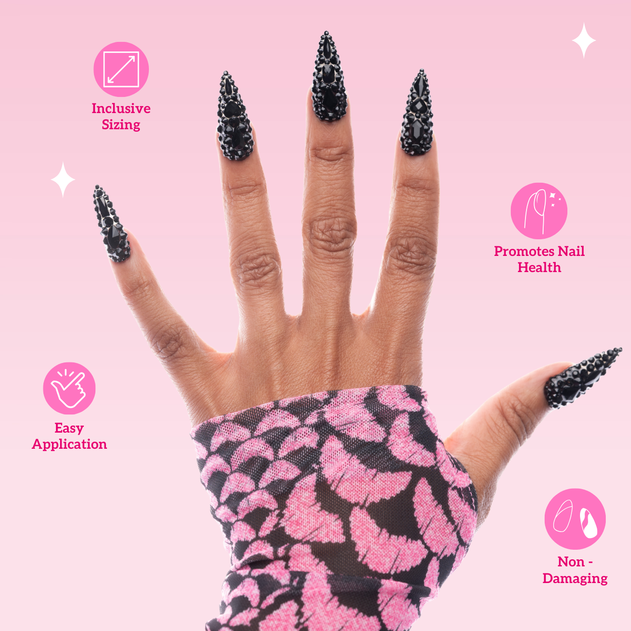 Black Caviar Stiletto Press-On Nails