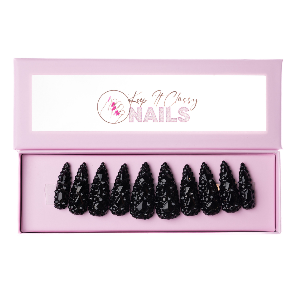 Black Caviar Stiletto Press-On Nails