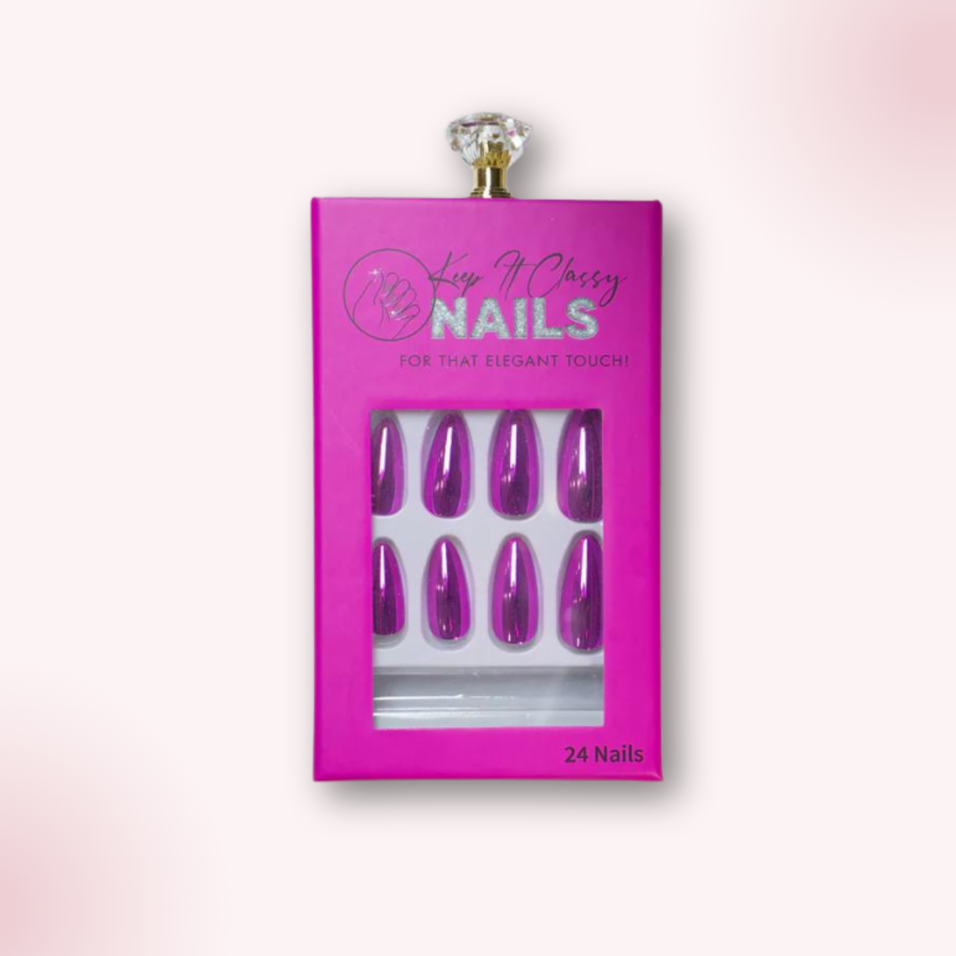 Chrome Pink Almond Press-On Nails