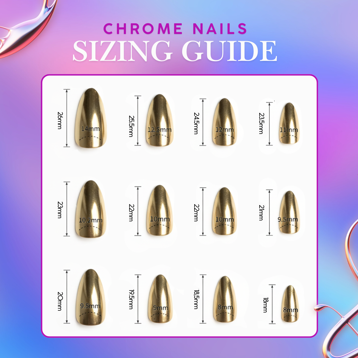Chrome Red Almond Medium Press-On Nails
