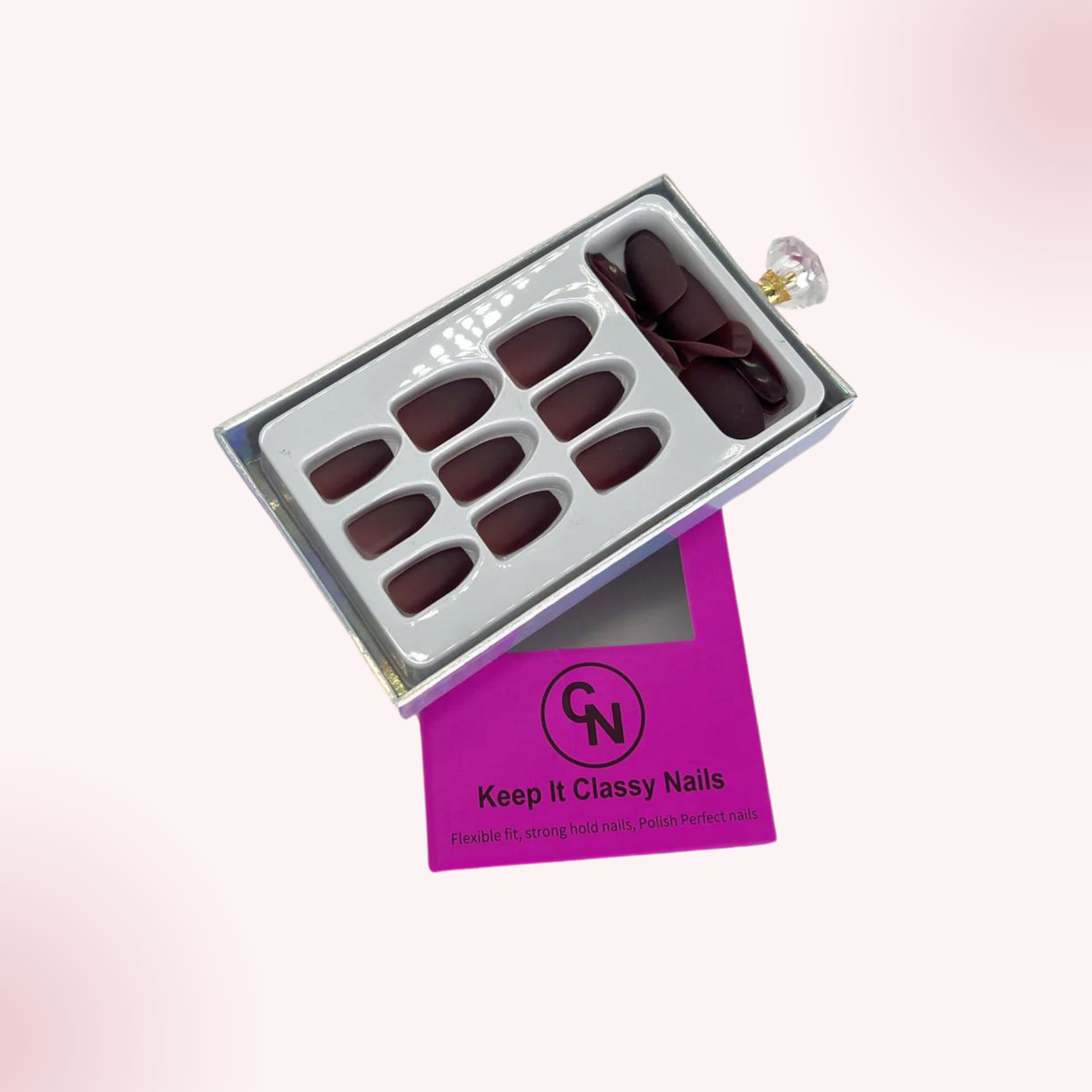 Dark Brown Short Almond Press-On Nails