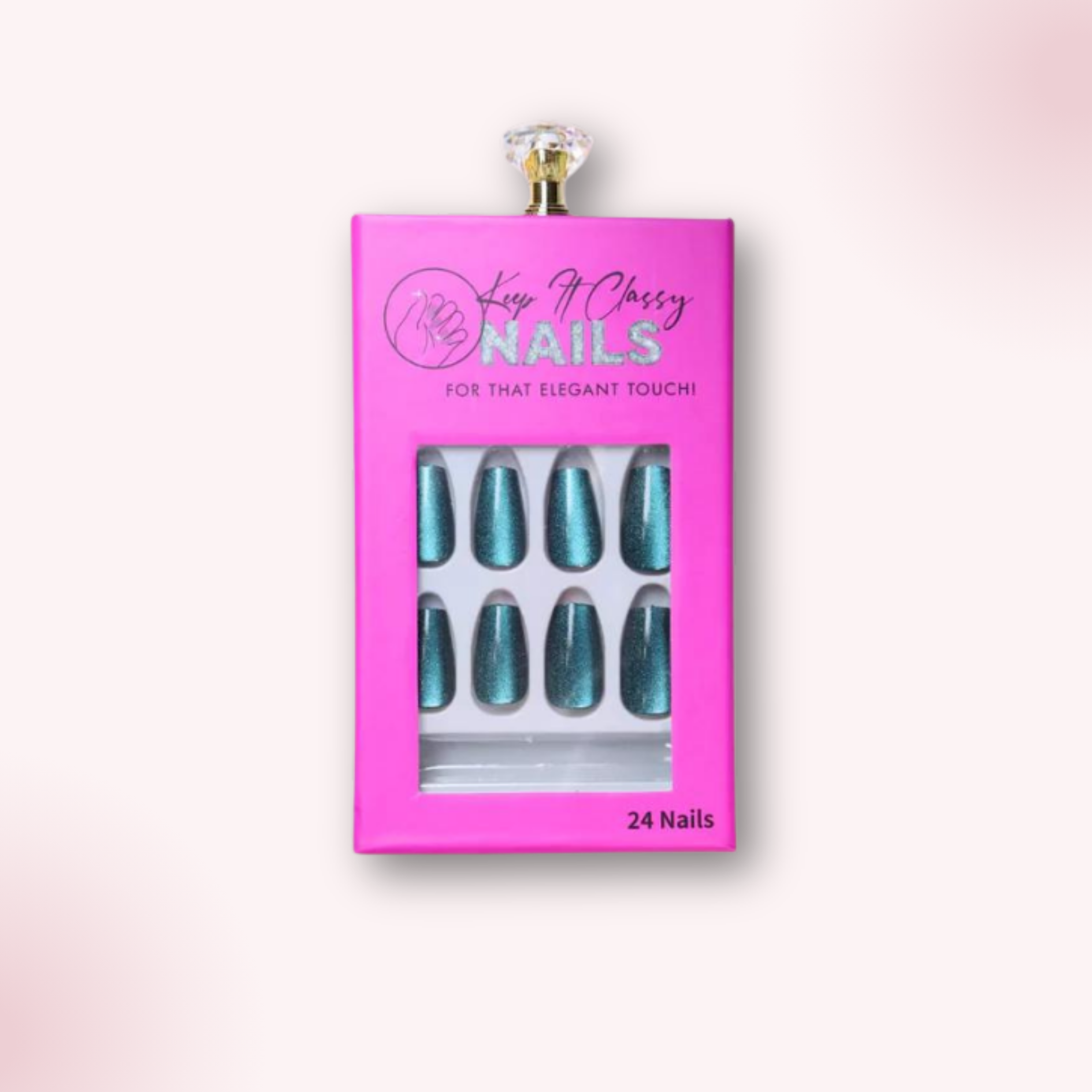 Fluorescent Aqua Almond Press-On Nails