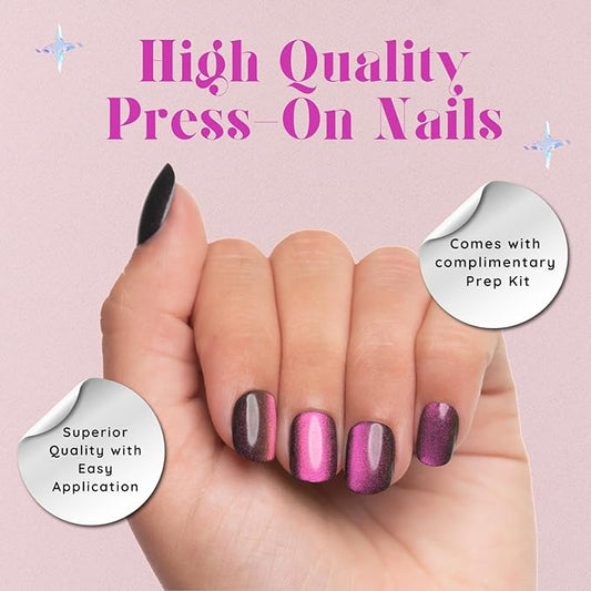 Fluorescent Plum Squared Oval Short Press-On Nails