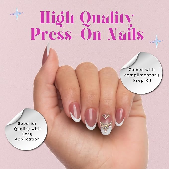 French Stone Rounded Short Press-On Nails