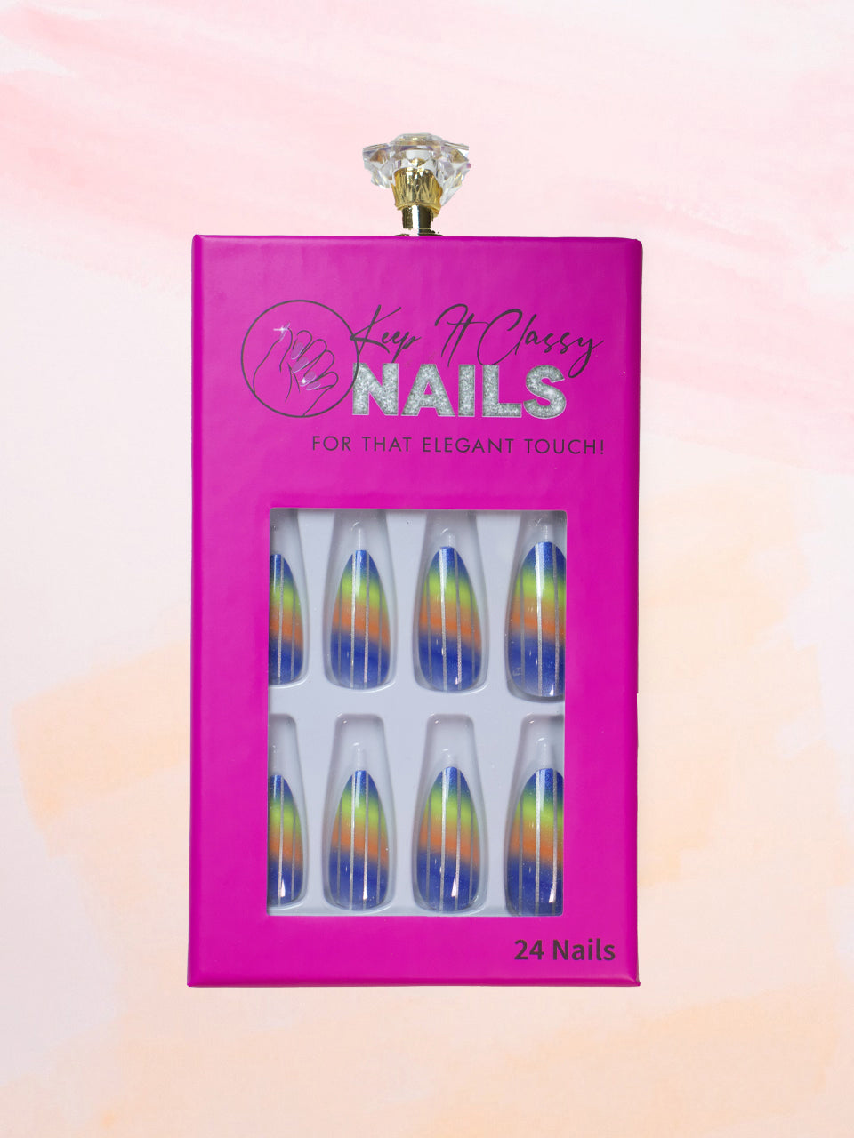 Blue Rainbow Stiletto Press-On Nails