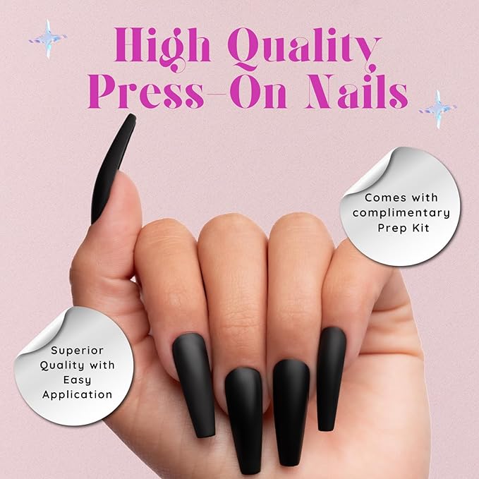 Black Matte Coffin Press-On Nails