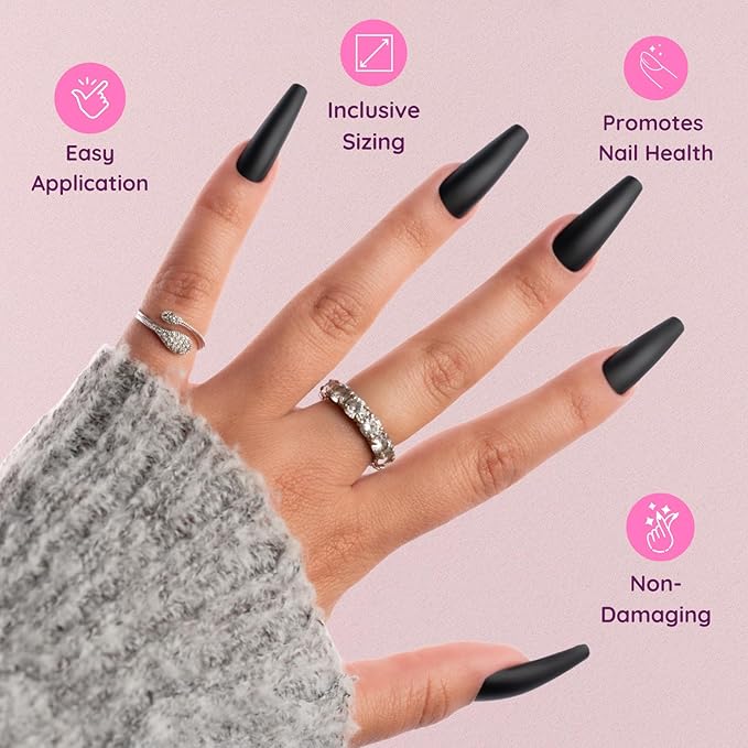 Black Matte Coffin Press-On Nails