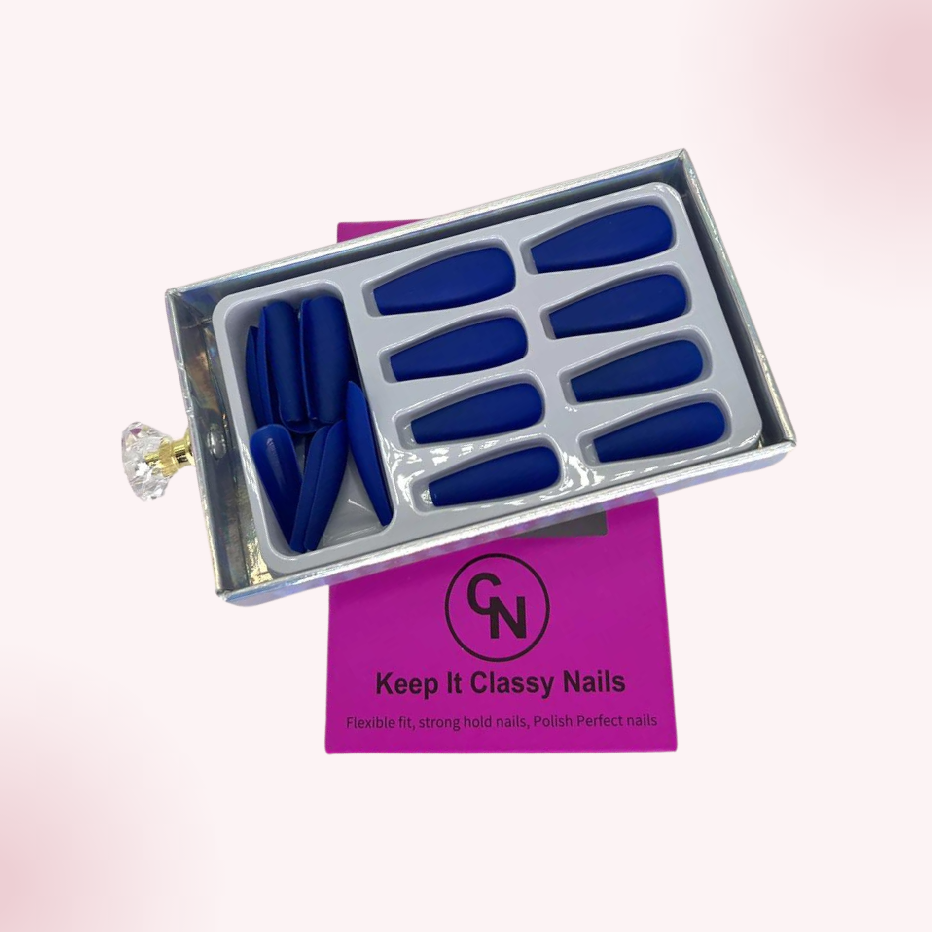 Matte Deep Blue Coffin Press-On Nails