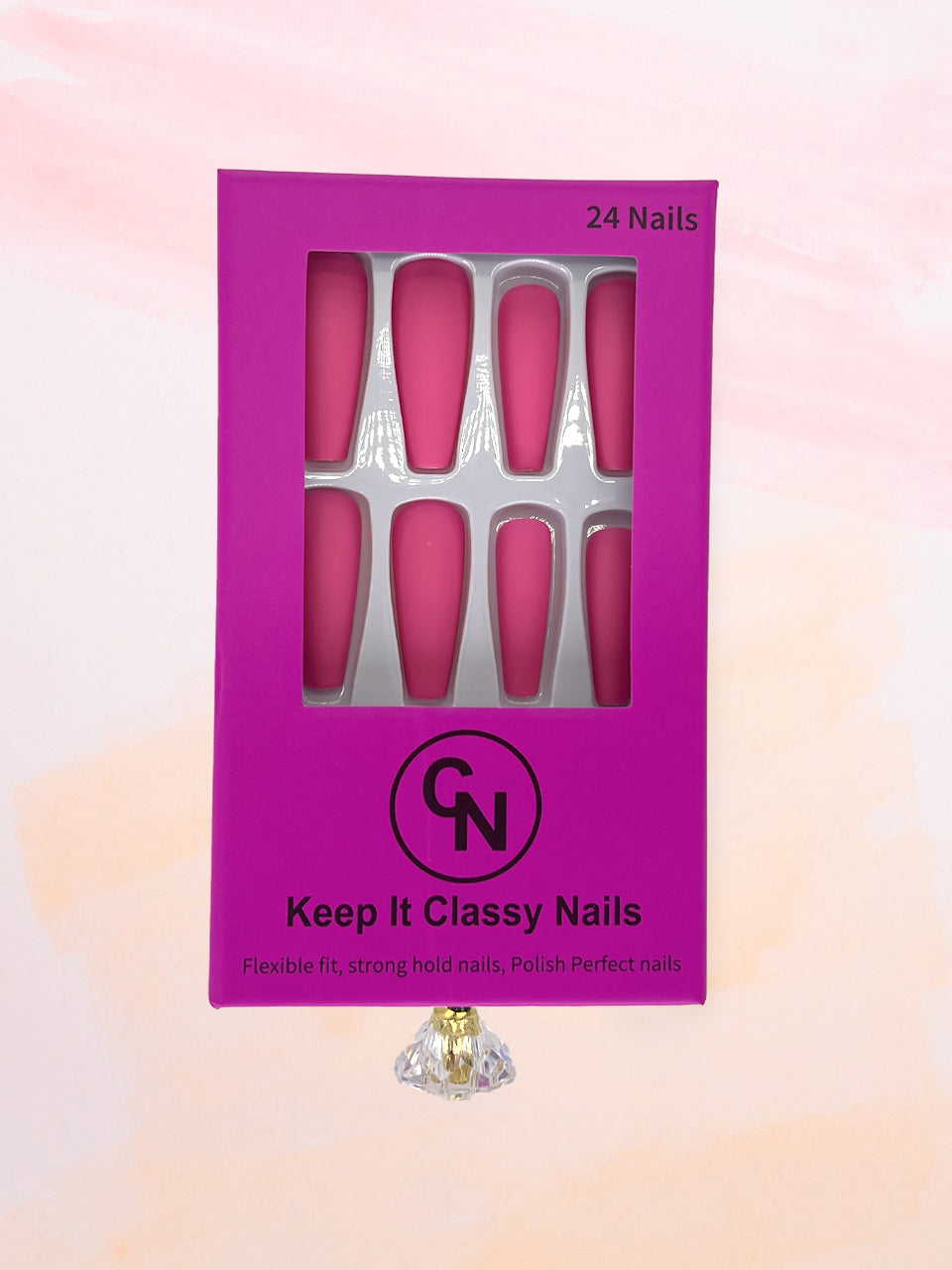 Matte Hot Pink Coffin Press-On Nails