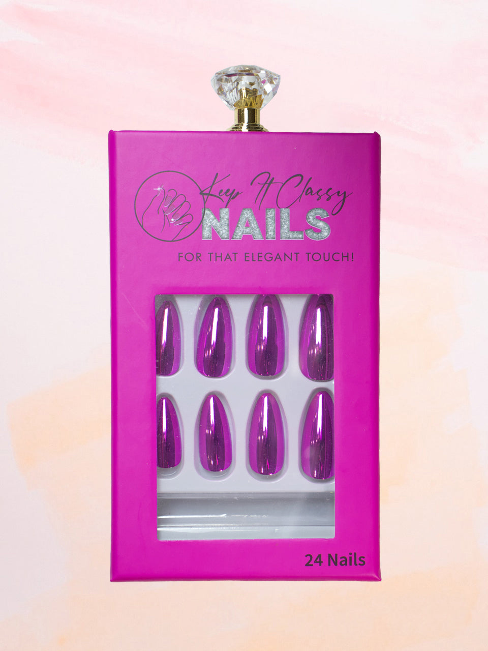 Chrome Pink Almond Press-On Nails