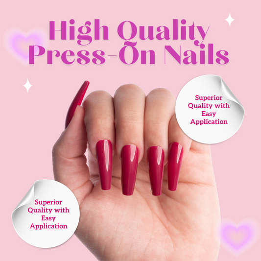 Red Wine Glossy Coffin Press-On Nails