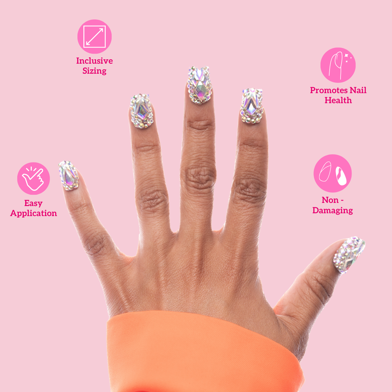 Icy Short Square Press-On Nails