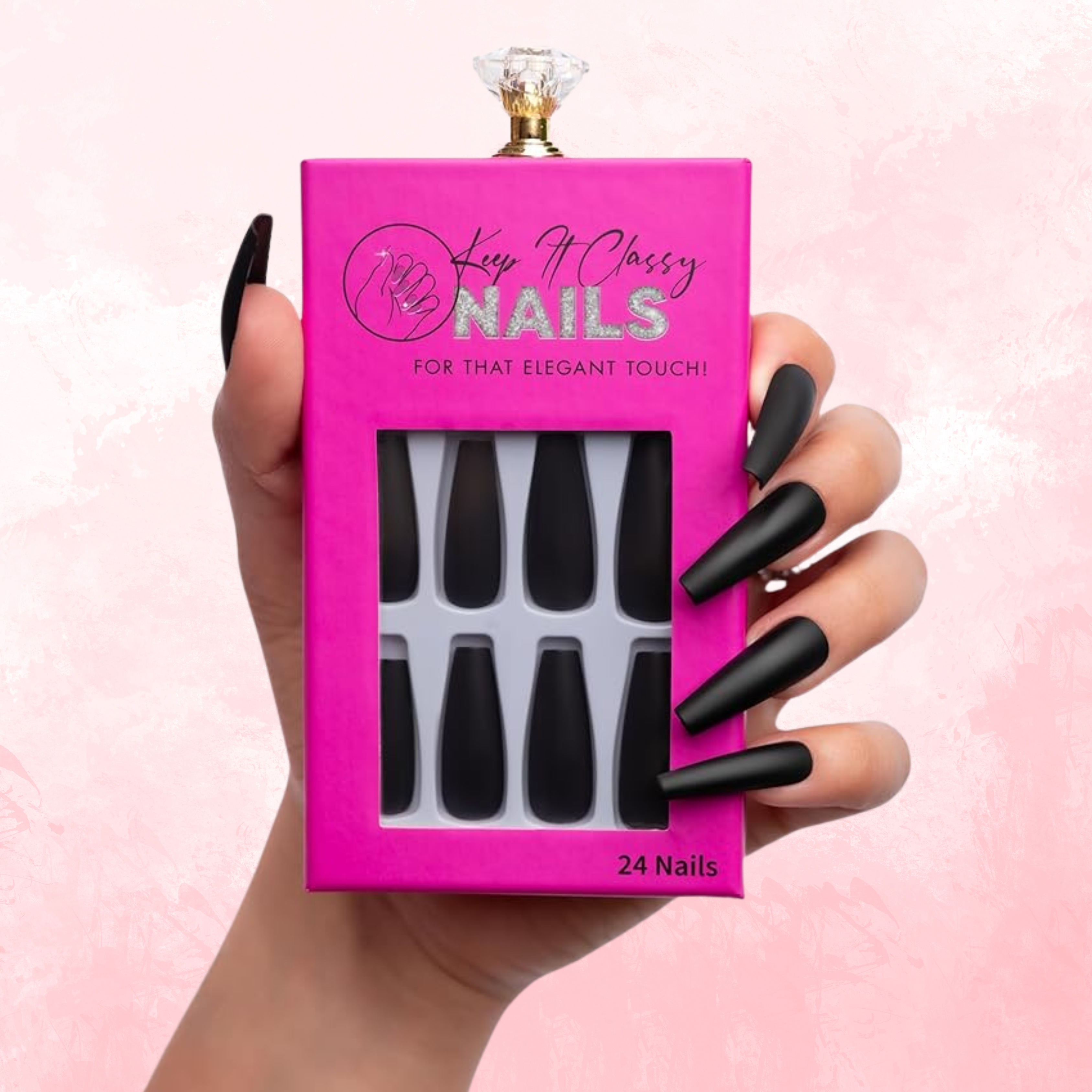 Matte Black Coffin Press-On Nails