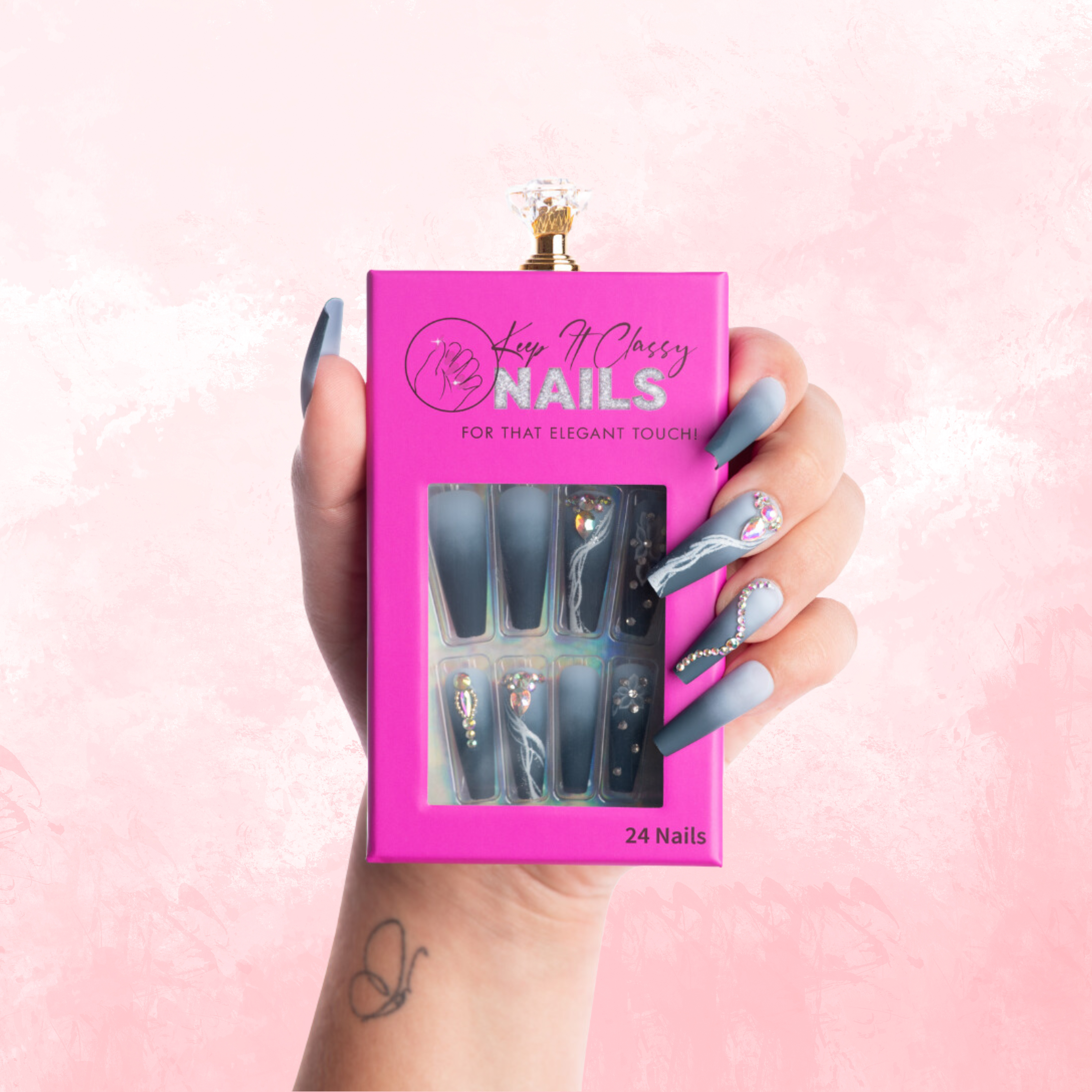 Blue Jean Long Coffin Press-On Nails