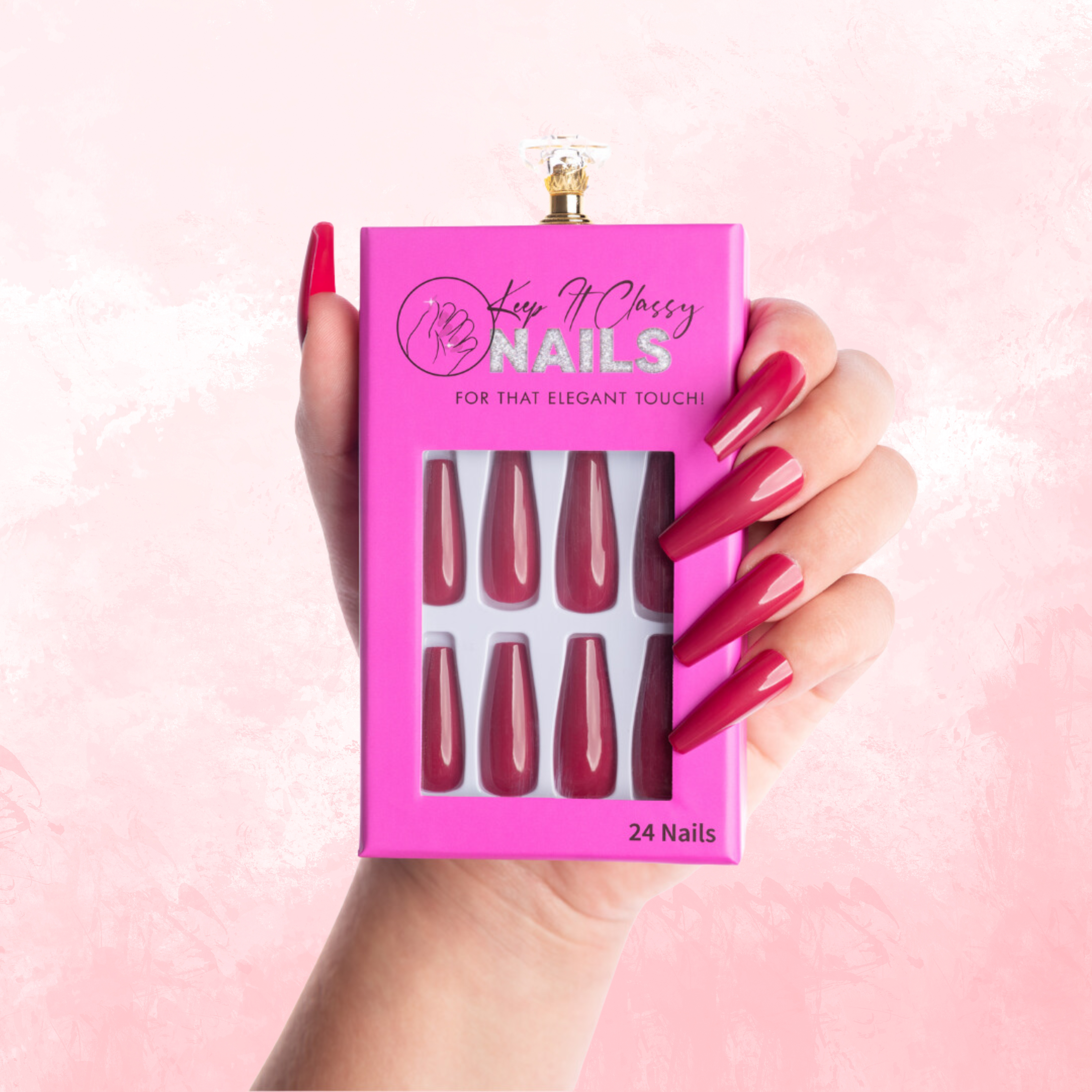 Red Wine Glossy Coffin Press-On Nails