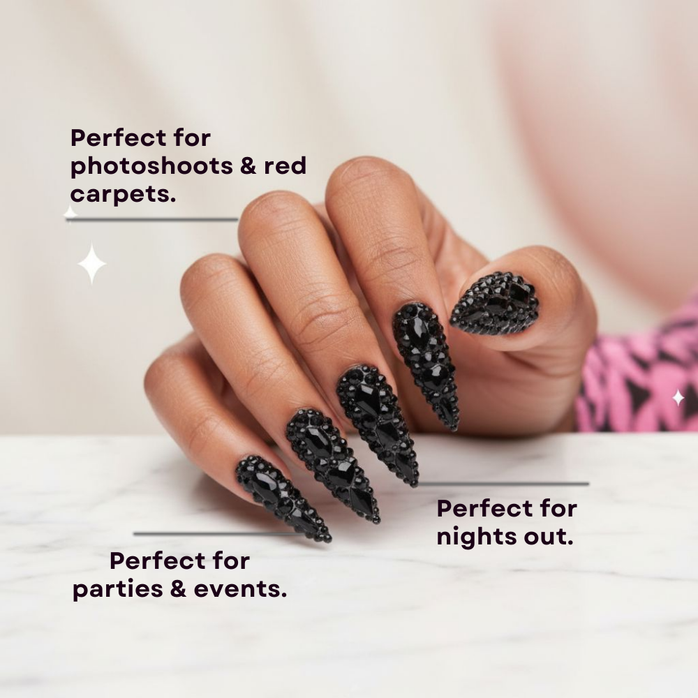 Black Caviar Stiletto Press-On Nails