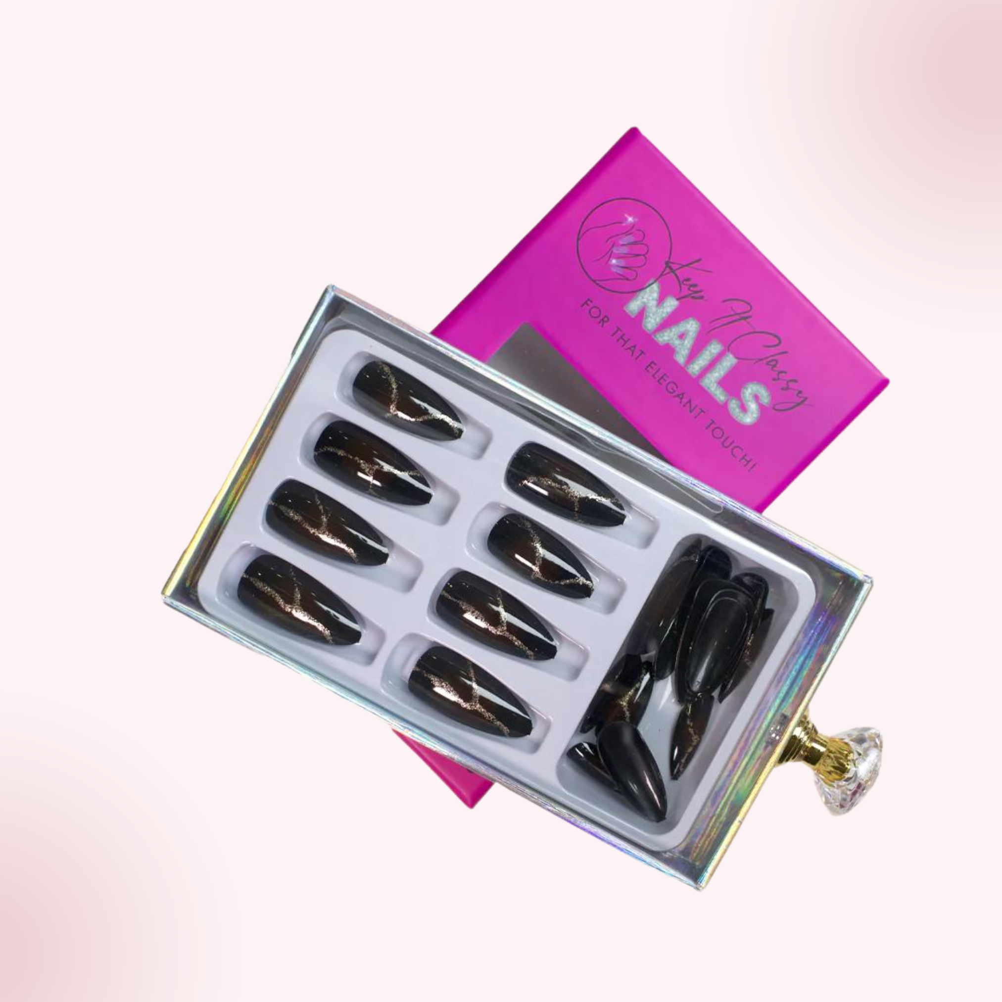 Black Streak Stiletto Press-On Nails