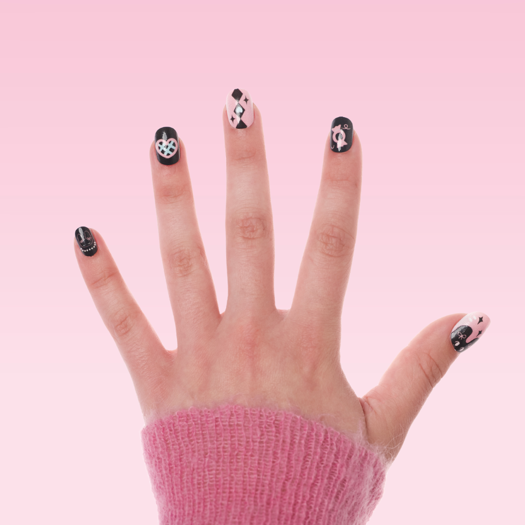 Bunny Hearts Kids Press-On Nails