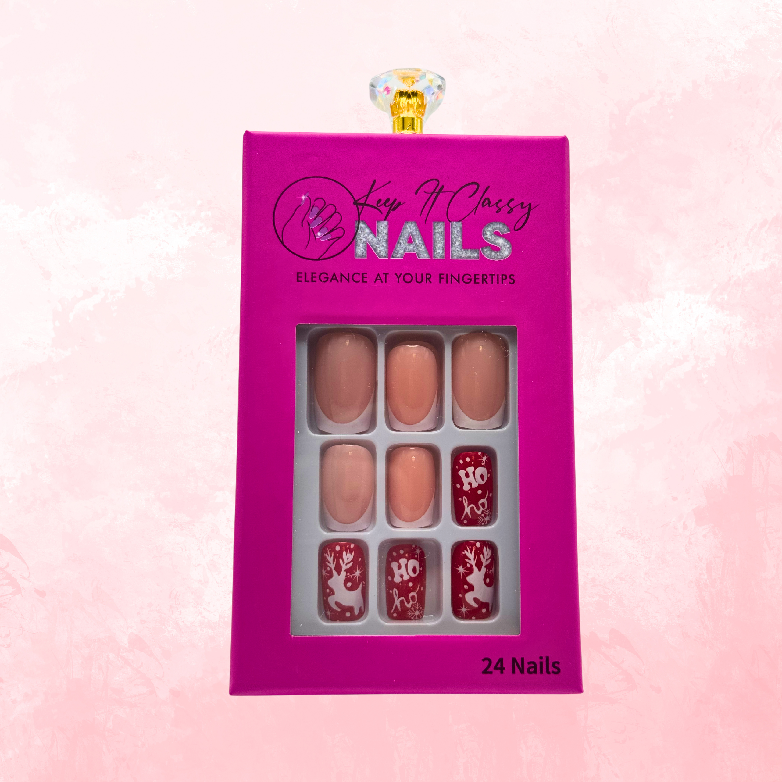 French Christmas Square Press-On Nails