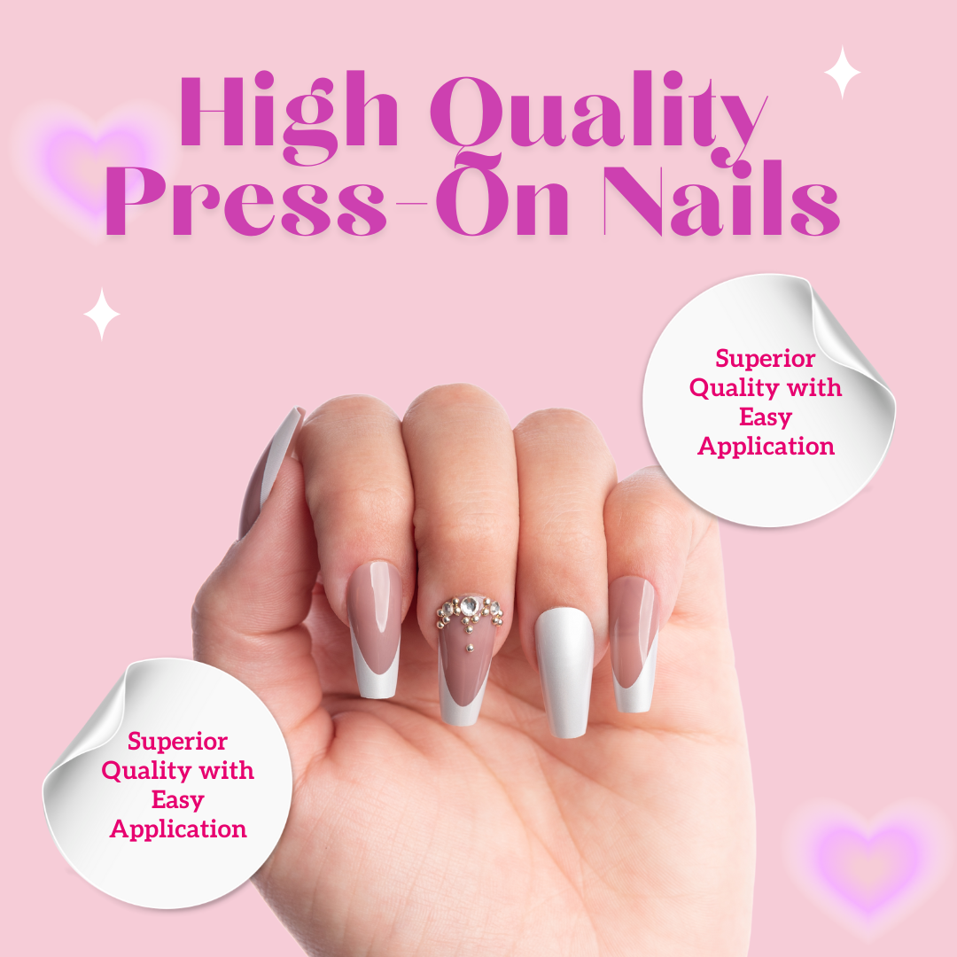 French Tip Mauve/Silver Stiletto Press-On Nails