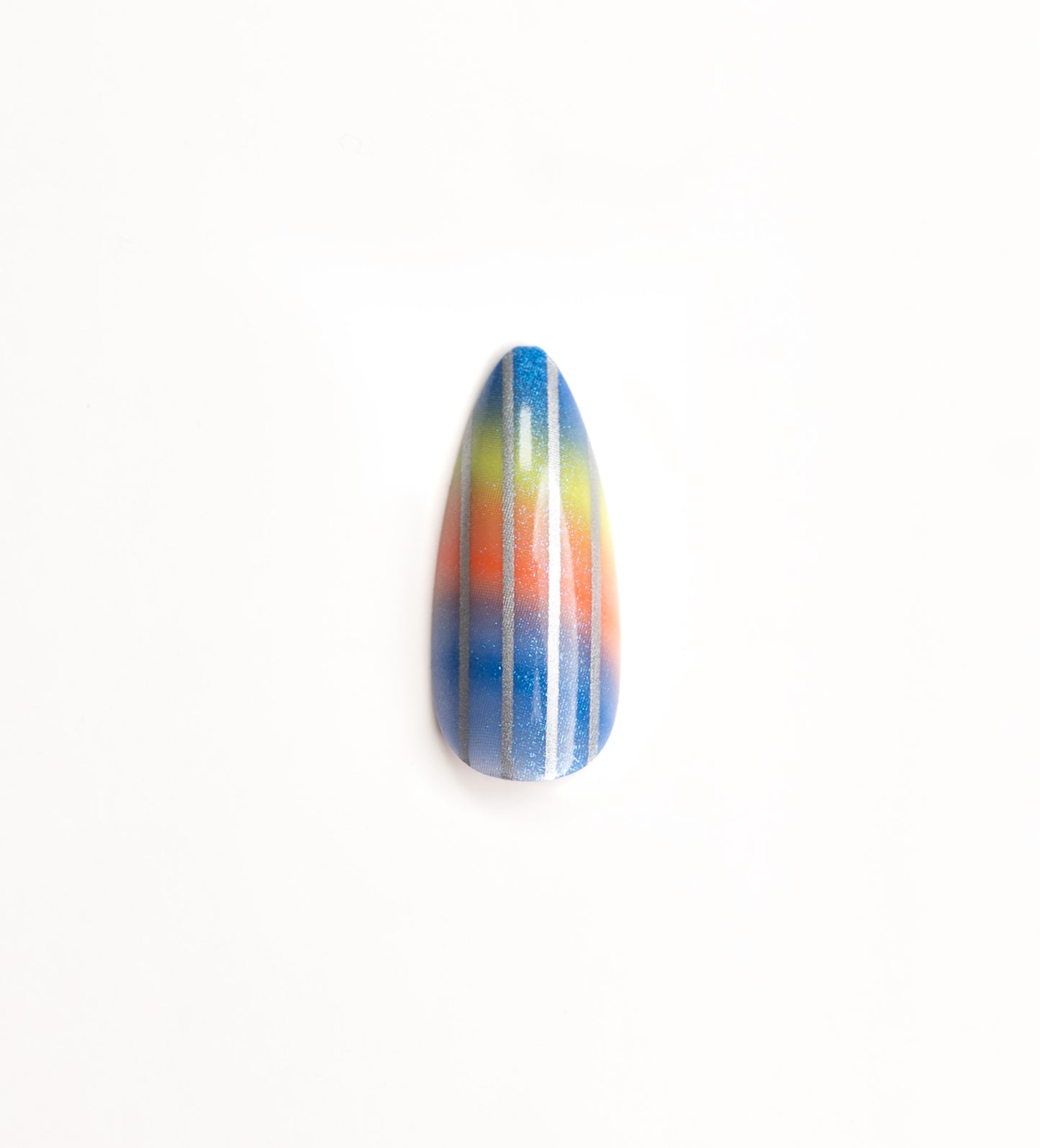 Blue Rainbow Almond Medium Press-On Nails