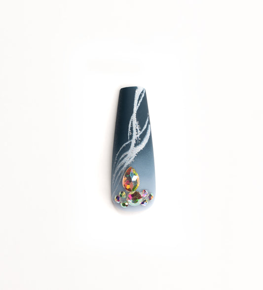 Blue Jean Long Coffin Press-On Nails