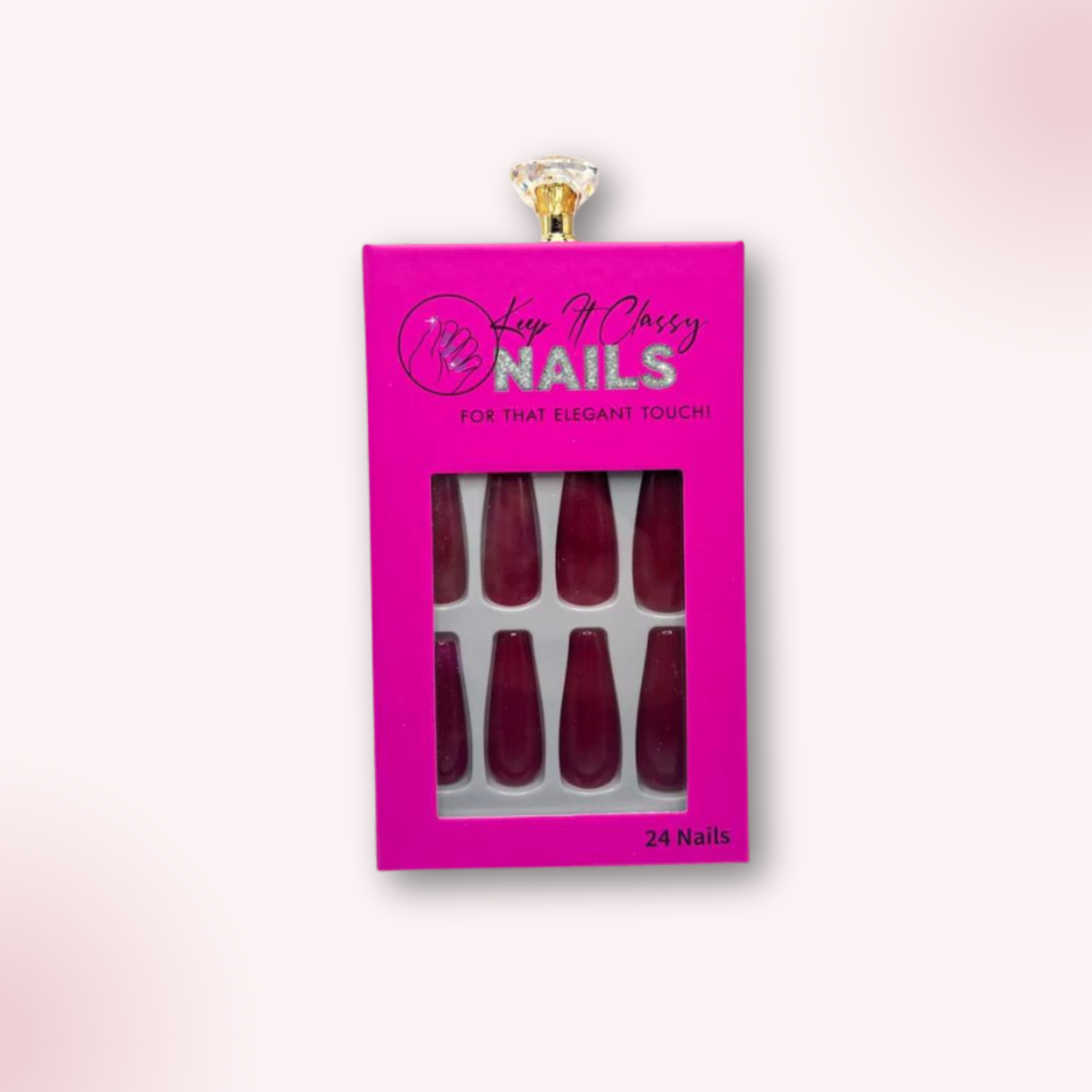 Red Wine Glossy Burgundy Coffin Press-On Nails