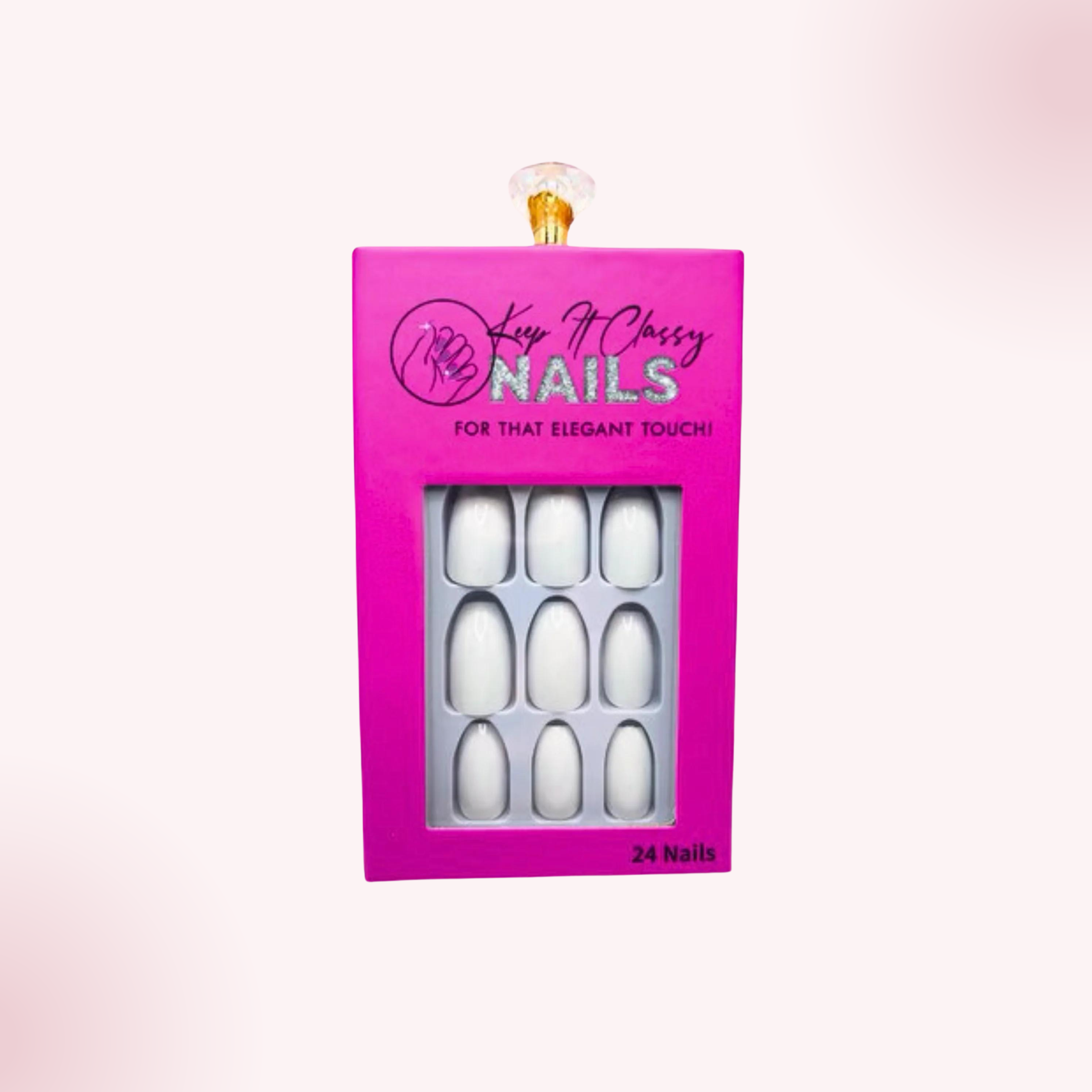 White Short Almond Press-On Nails