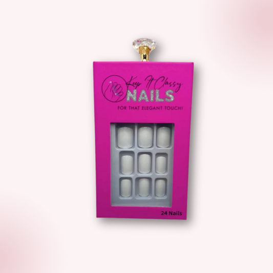 Snow White Squared Oval Short Press-On Nails